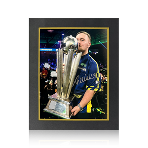 Luke Littler Signed 2025 World Champion Image Deluxe Mount