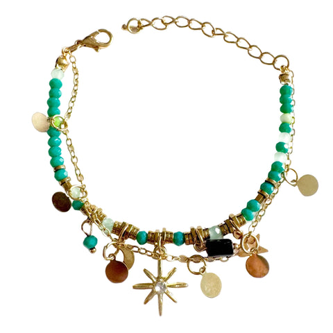 Gaia Boho Perlenarmband mit doppelter Lage
