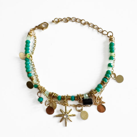 Gaia Boho Perlenarmband mit doppelter Lage