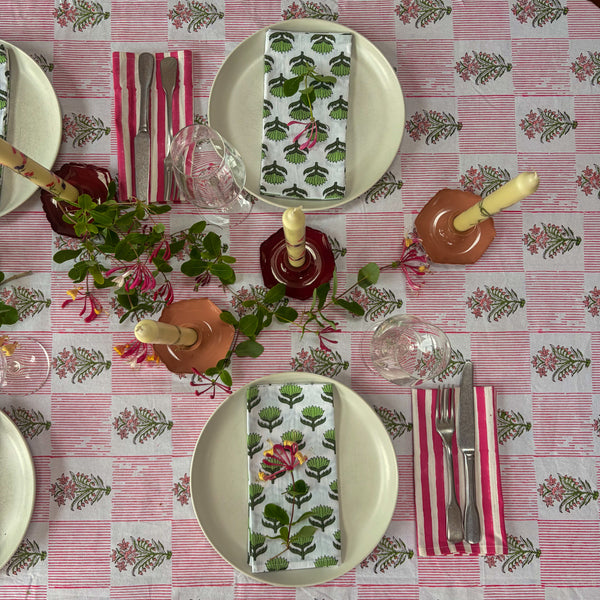 NEW LUNA ROSE hand block printed tablecloth
