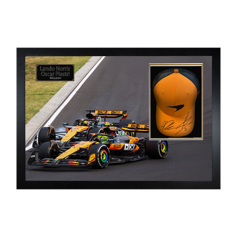 Lando Norris & Oscar Piastri Signed McLaren F1 Cap Iconic Frame (ACG Cert)