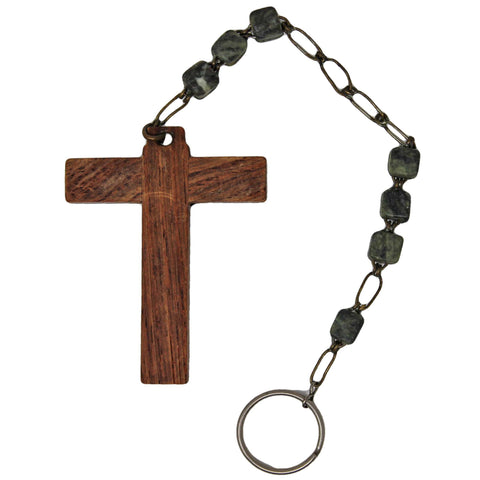 Large Cross Rosary Keyrings Wooden Vintage Religion Christianity Catholic Jesus Christ Keychains