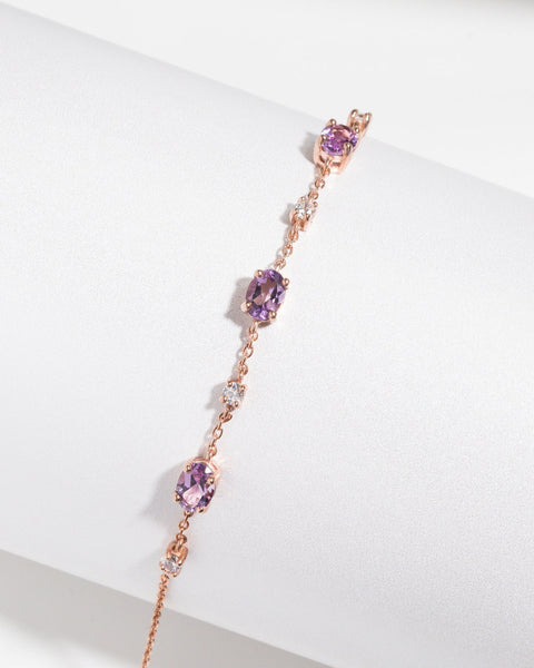 Lavendelfarbenes Amethyst-Armband in 18-karätigem Roségold-Vermeil