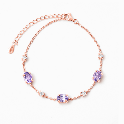 Lavendelfarbenes Amethyst-Armband in 18-karätigem Roségold-Vermeil