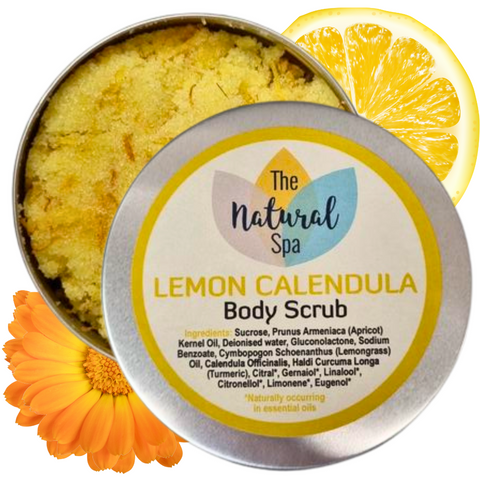 Lemon Calendula Body Scrub | Natural Exfoliating Sugar Scrub for Smooth, Glowing Skin | Vegan, Plastic-Free Skincare | 2 Size Options