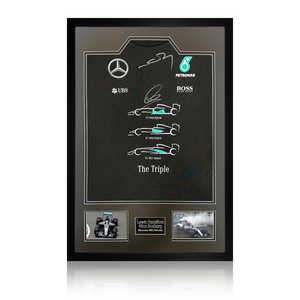 Lewis Hamilton & Nico Rosberg Signed Mercedes AMG Petronas Shirt Premium Frame