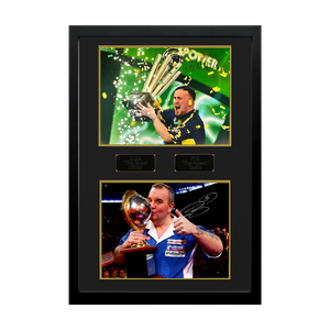 Luke Littler & Phil Taylor Signed World Champion Images Premium Frame
