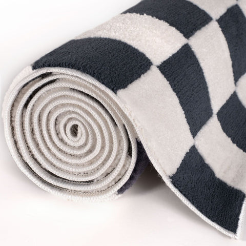 Tapis damier bleu Loft