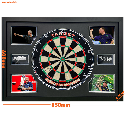Luke Littler & Phil Taylor Signed Dartboard Premium Frame