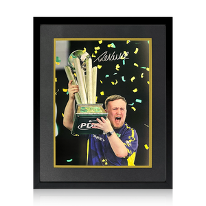 Luke Littler Signed 2025 World Champion Image Deluxe Mount Frame