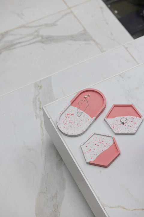 4 Piece Trinket Set - Pink Split