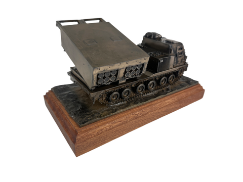 Multi launch rocket System (MLRS) cold cast bronze military statue.