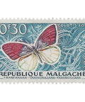 Madagascar Stamp 1960 0.3 French African CFA franc Violet Tip (Colotis zoe) Butterflies