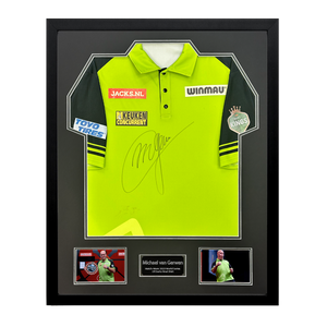 Michael van Gerwen Signed Match-Worn 2023 World Series Of Darts Shirt #2 Premium Frame