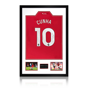 Matheus Cunha Signed Manchester United Shirt Premium Frame (ACG Cert)