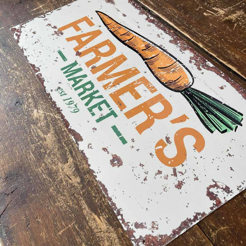 Metal Distressed Vintage Farmers Market Sign