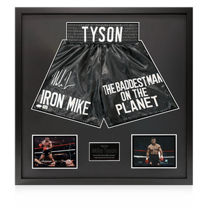 Mike Tyson Signed Framed Shorts Display (JSA)