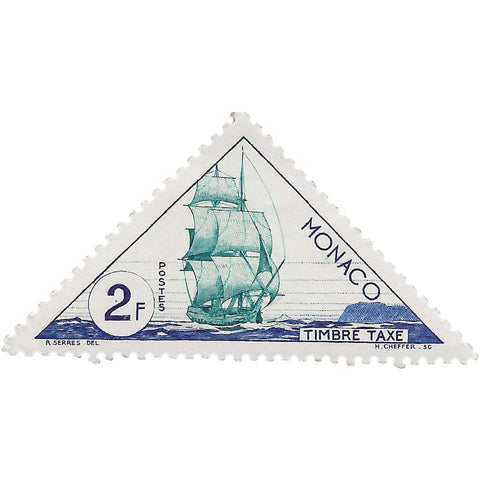 Monaco Stamp 1953 2 Monegasque franc Sailing ship