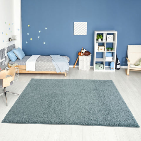 Myshaggy Solid Duck Egg Blue Rug