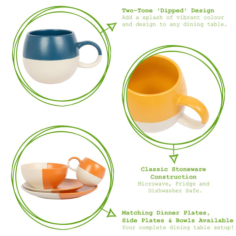 340 ml Becher aus Steingut in der Farbe Orange (Blockform)
