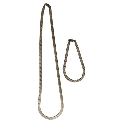 Necklace and Bracelet Set Greek Key Pattern Used Italian 925 Silver