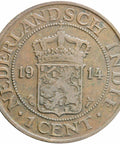 Netherlands East Indies 1914 One Cent Wilhelmina Coin