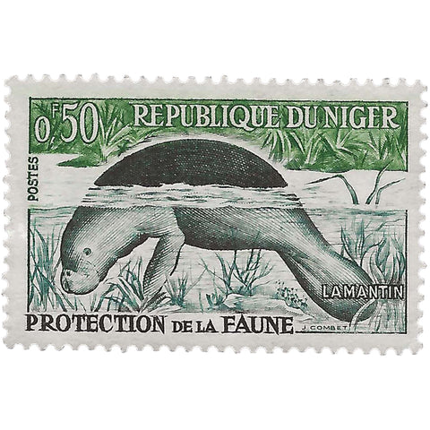 Niger Stamp 1962 0.5 West African CFA franc African Manatee (Trichechus manatus senegalensis)