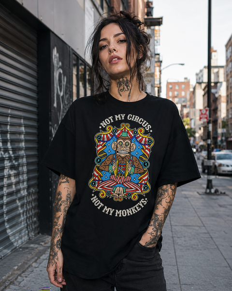 Not My Circus Not My Monkeys oversized high neck t-shirt