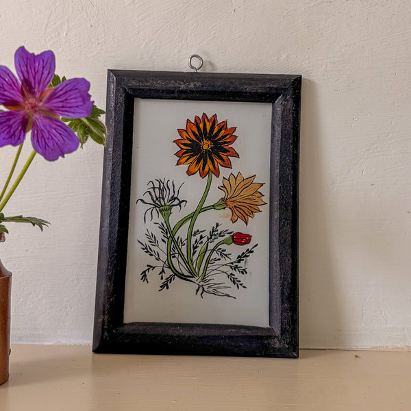 ORANGE FLOWER Indian glass painting