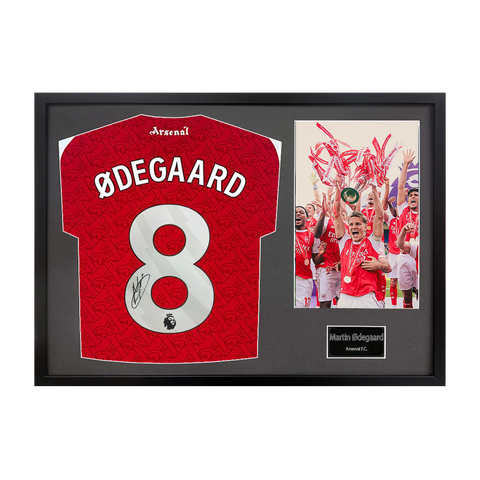 Martin Ødegaard Signed Arsenal Champions Shirt Classic Frame (ACG Cert)