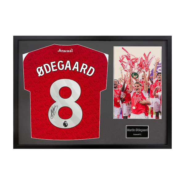 Martin Ødegaard Signed Arsenal Champions Shirt Classic Frame (ACG Cert)