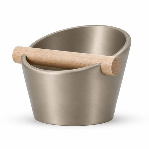 Oval Espresso Knock Box with Oak Bar