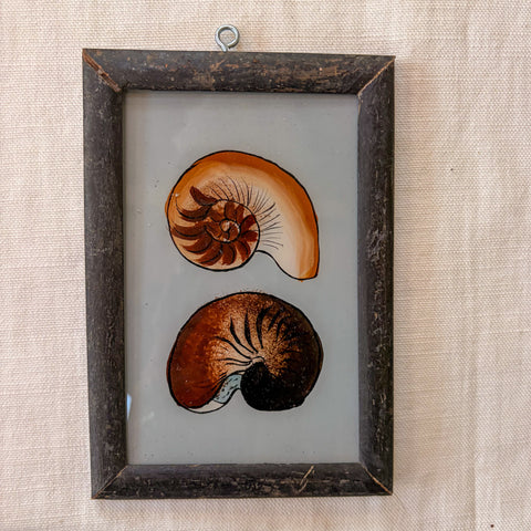 PEAR OF SHELLS Indian glass painting