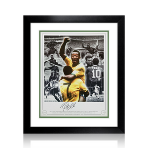Pele Signed Brazil Image Deluxe Mount Frame