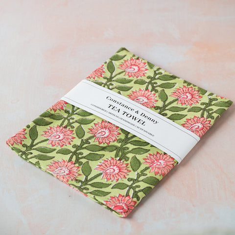 PRESSED PETALS AMBER tea towel
