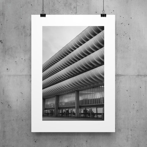 Preston Bus Station Risograph Print | A3 Black & White Brutalist Architecture Poster