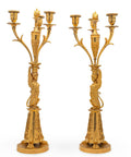 Paar Empire kandelaren, Retour d’ Egypte - Candelabrum - Gilt bronze