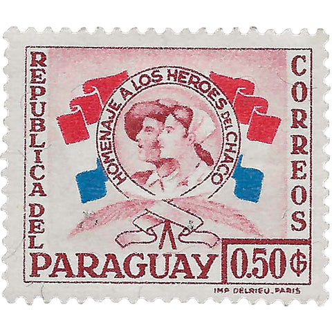 Paraguay Stamp 1957 0.5 Guaraní Chaco warrior and nurse Heroes of the Chaco War