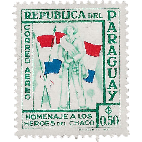 Paraguay Stamp 1957 50 Guaraní Soldier and Flag Heroes of the Chaco War