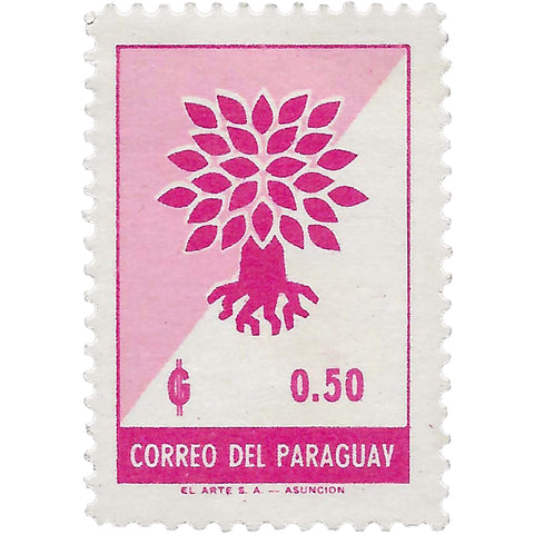 Paraguay Stamp 1961 0.5 Guaraní Uprooted Oak Emblem World Refugee Year