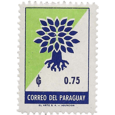 Paraguay Stamp 1961 0.75 Guaraní Uprooted Oak Emblem World Refugee Year