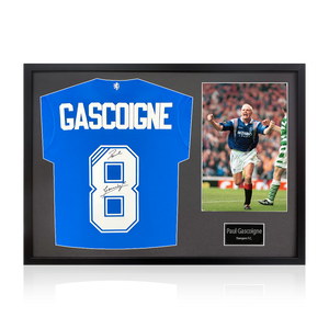Paul Gascoigne Signed Rangers Shirt Classic Frame