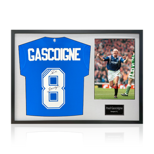 Paul Gascoigne Signed Rangers Shirt Classic Frame