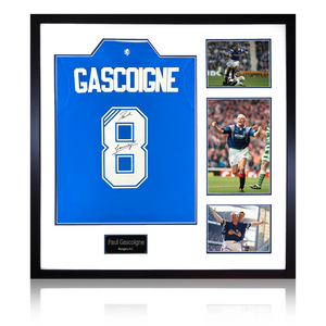 Paul Gascoigne Signed Rangers Shirt Elite Frame