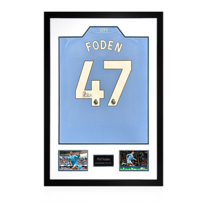 Phil Foden Signed 23/24 Manchester City Shirt Premium Frame