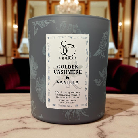 Golden Cashmere & Vanilla – Odour Neutralising Soy Candle (30cl)