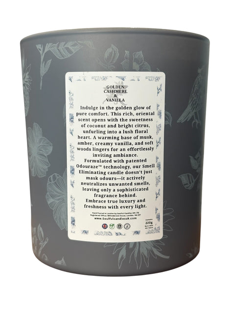 Golden Cashmere & Vanilla – Odour Neutralising Soy Candle (30cl)