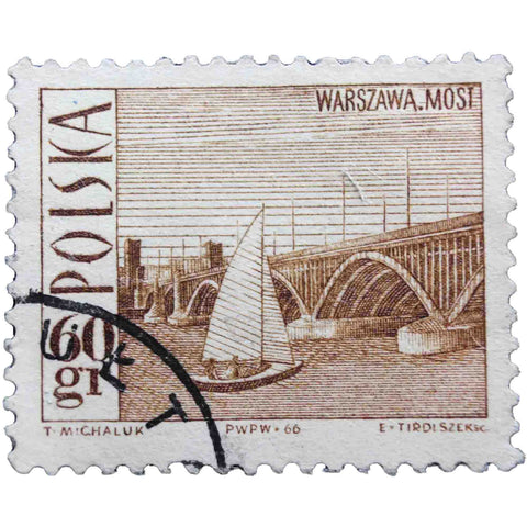 Poland 1966 60 gr - Polish grosz Used Postage Stamp Poniatowski Bridge, Warsaw, and sailboat