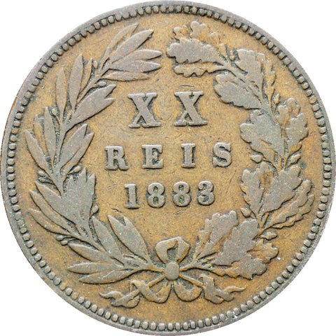 Portugal 1883 20 Reis Luiz I Coin