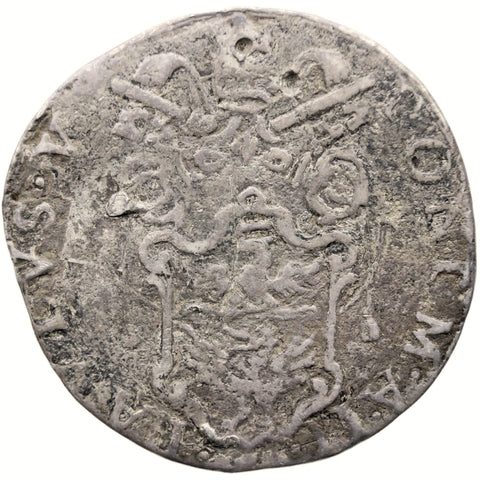 1606 Testone Papal States Italy Coin Silver Pope Paul V Year II
